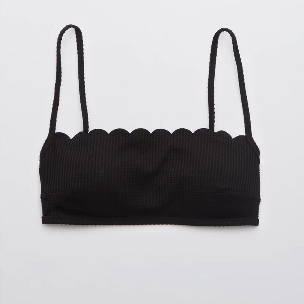 Aerie Waffle Scalloped Bandeau Bikini Top